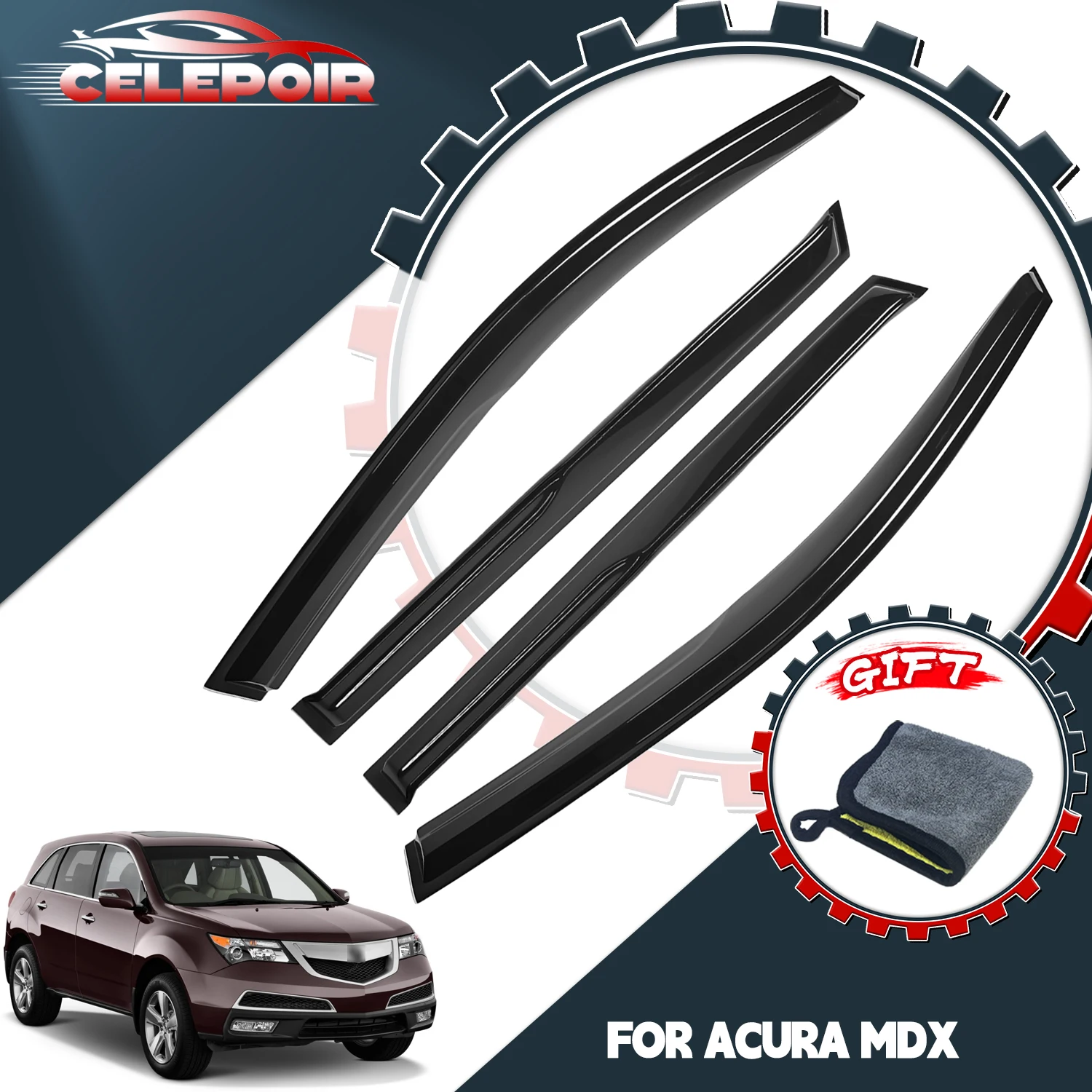 

Для Acura MDX 2007-2013 годов выпуска, 4-дверный, 4 шт. дымчатые дефлекторы окон (ветровики)