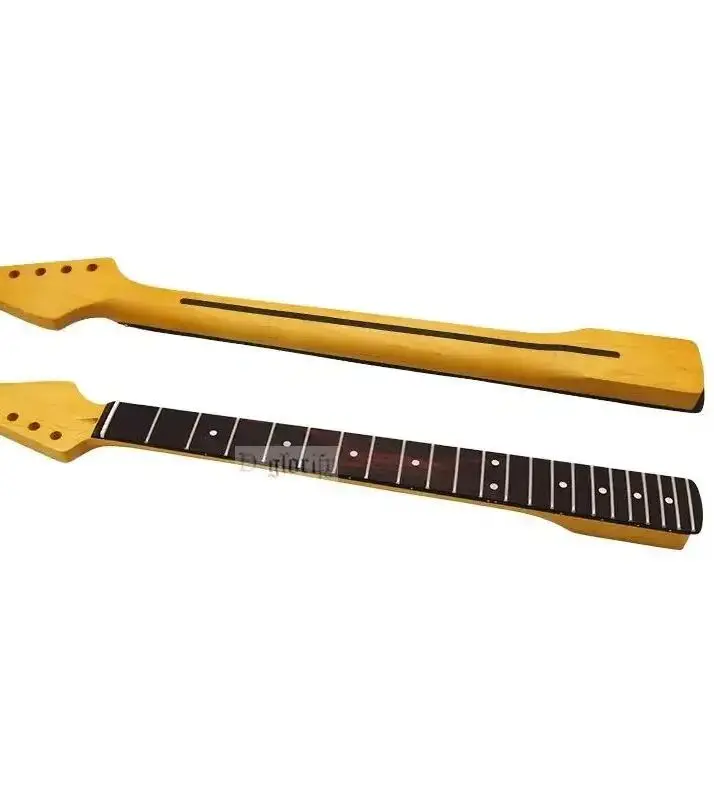 

22-fret neck for electric guitar, maple and rosewood, gloss finish, 6-string neck, DIY modification, suitable for students.