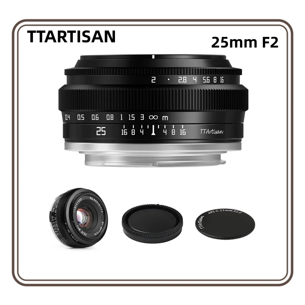 TTARTISAN 25mm F2 APS-C Manueller Fokus-Objektiv für Sony E A6000 A6400 Fuji XT30 XT4 XS10 Nikon Zfc Canon EOS M EOSR M43 L Weitwinkel