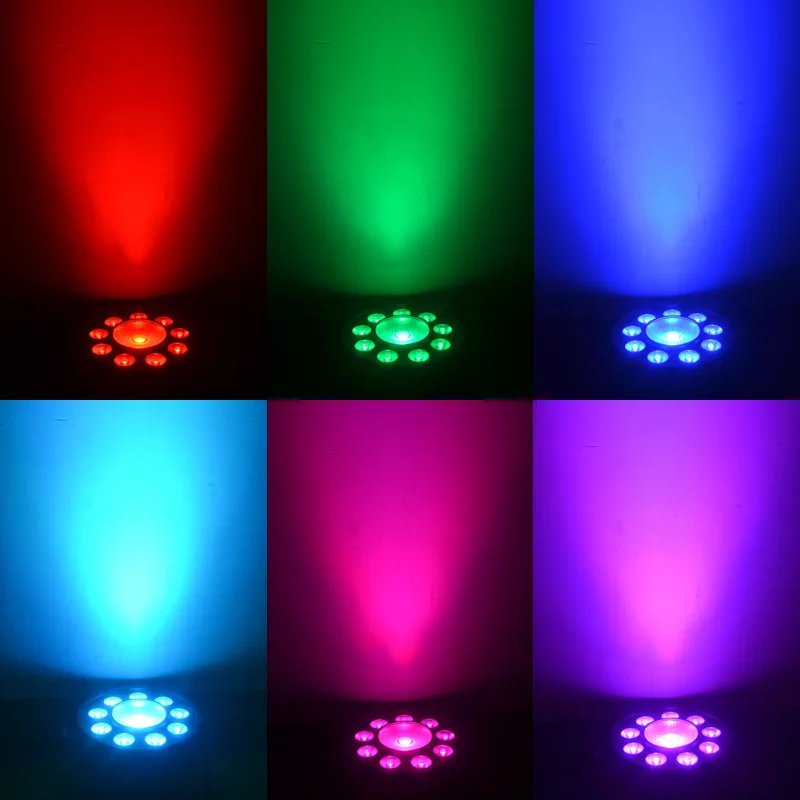 Imagem -02 - Flat Par Efeito Luz Led Controle Dmx512 Luz de Disco de Palco Festa de Casamento dj Par Uplights Show de Clube 2in 9x10w 1x30w