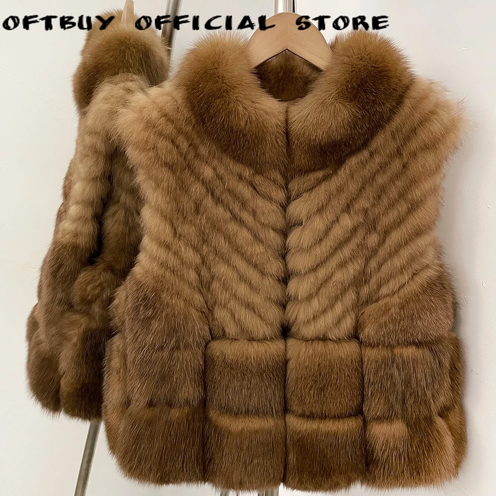 OFTBUY Women's Luxury Genuine Fur Coat Women's Fox Fur Vest Old Money Style Natural Fur Coat Natural Fur Coat Fashion Outerwear