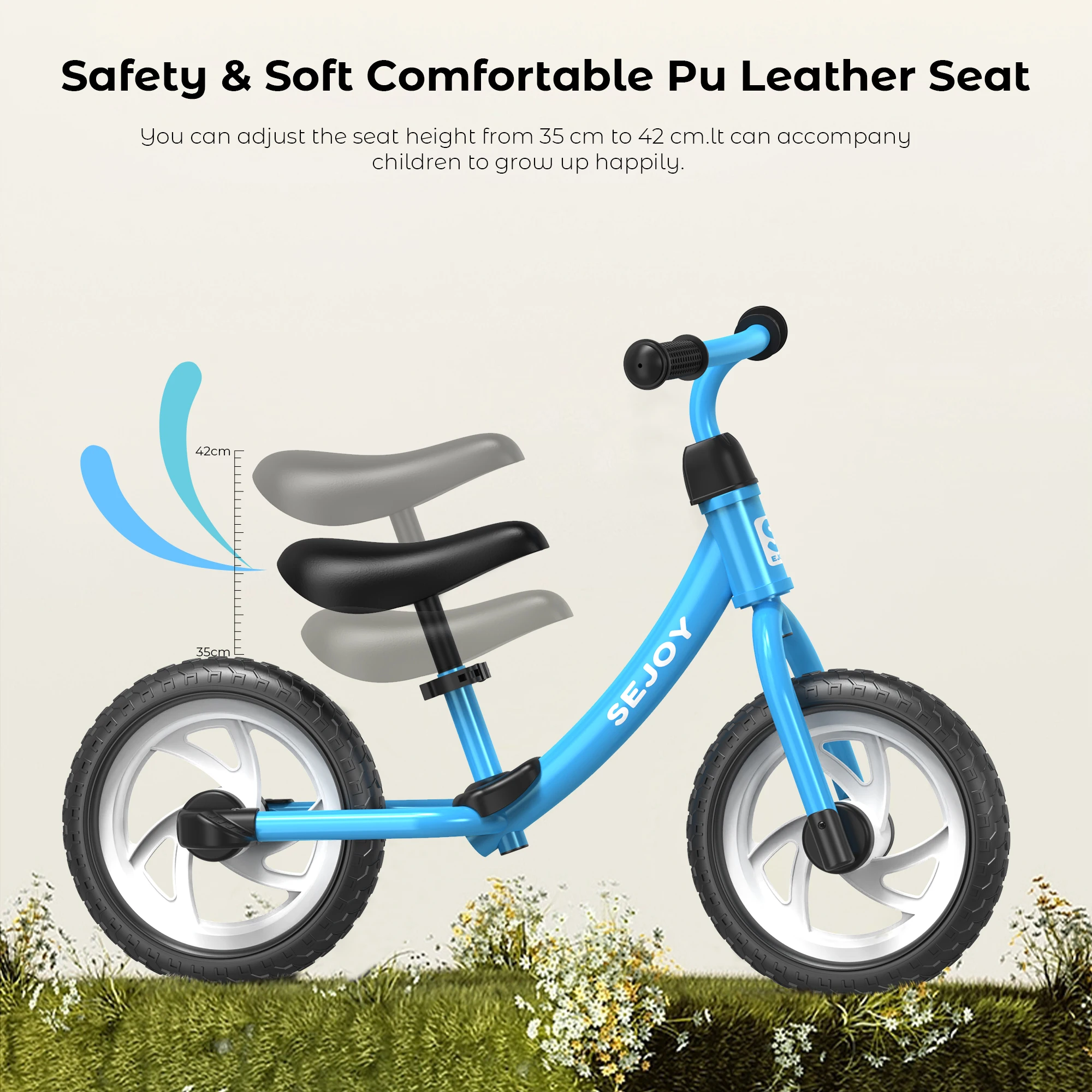 SEJOY Balance Bike for Kids Toddler Training Bicycle Saddle Height Adjustable for Ages 2-6 Years Old Outside Bike Toy Scooter