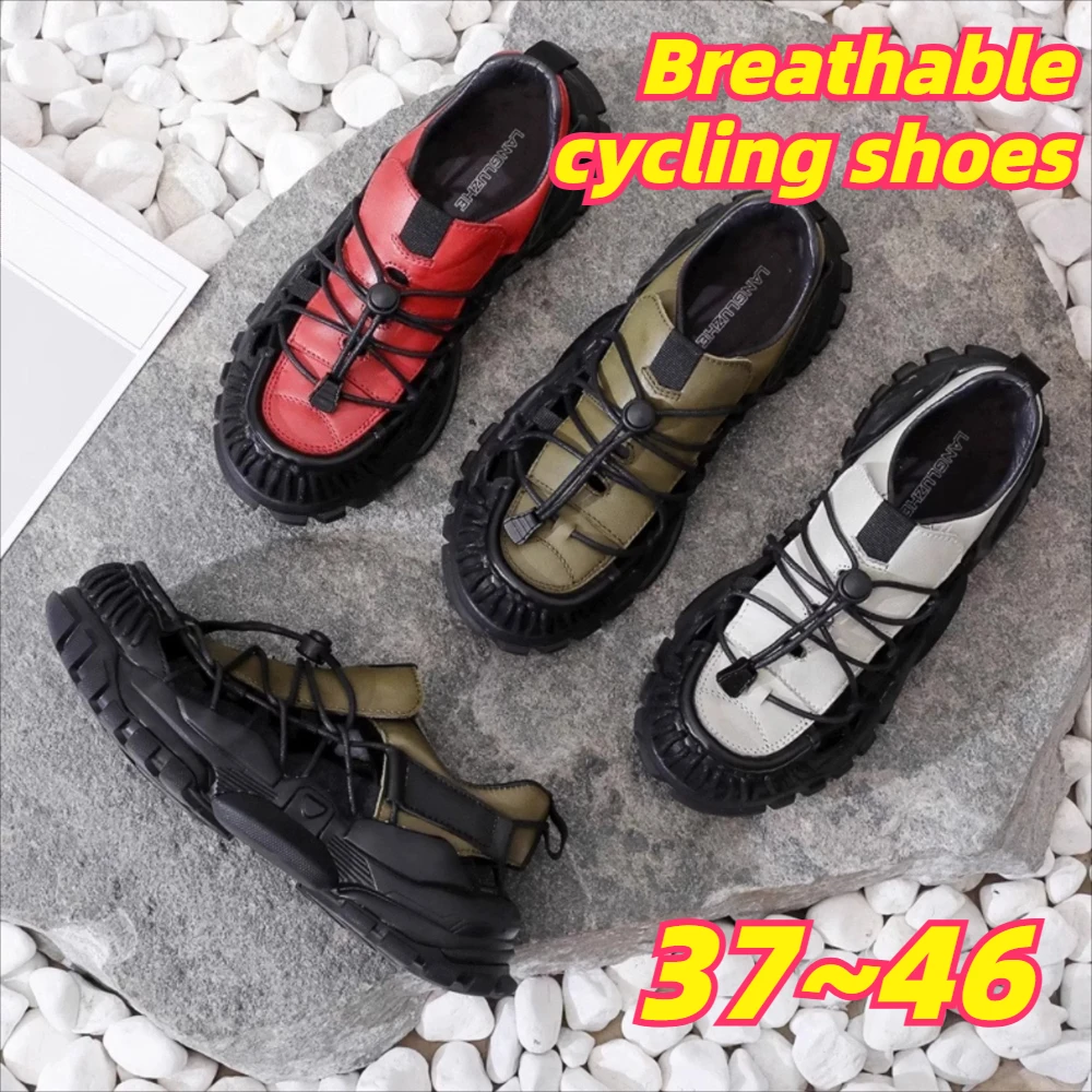 Motorcycle breathable riding shoes cable straps non-slip cowhide shoes anti-drop fashion wear-resistant travel boots