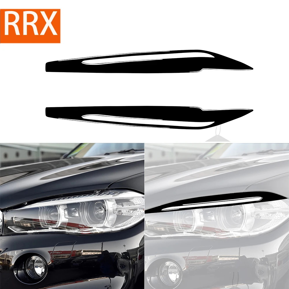 

For BMW X5 F15 2014 2015 2016 2017 2018 Headlight Eyebrows Eye Cover Piano Black Headlamp Refit Stickers Car Accessories