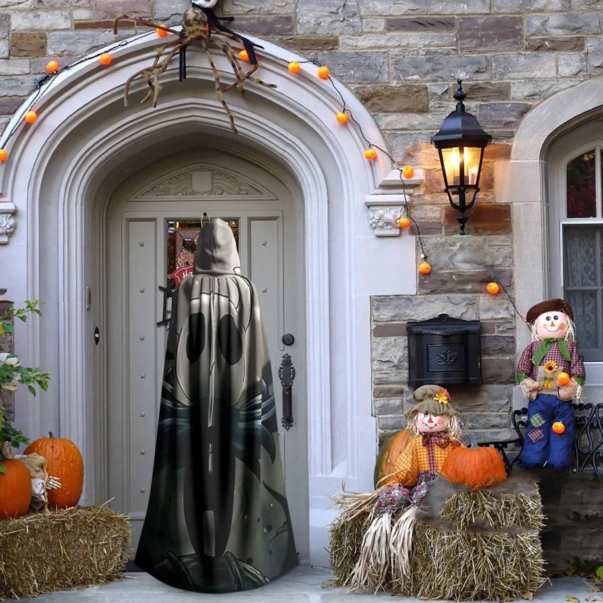 Mantello lungo con cappuccio da cavaliere cavo Costume medievale da strega Mantello cosplay HalloweenVampiro adulto unisex