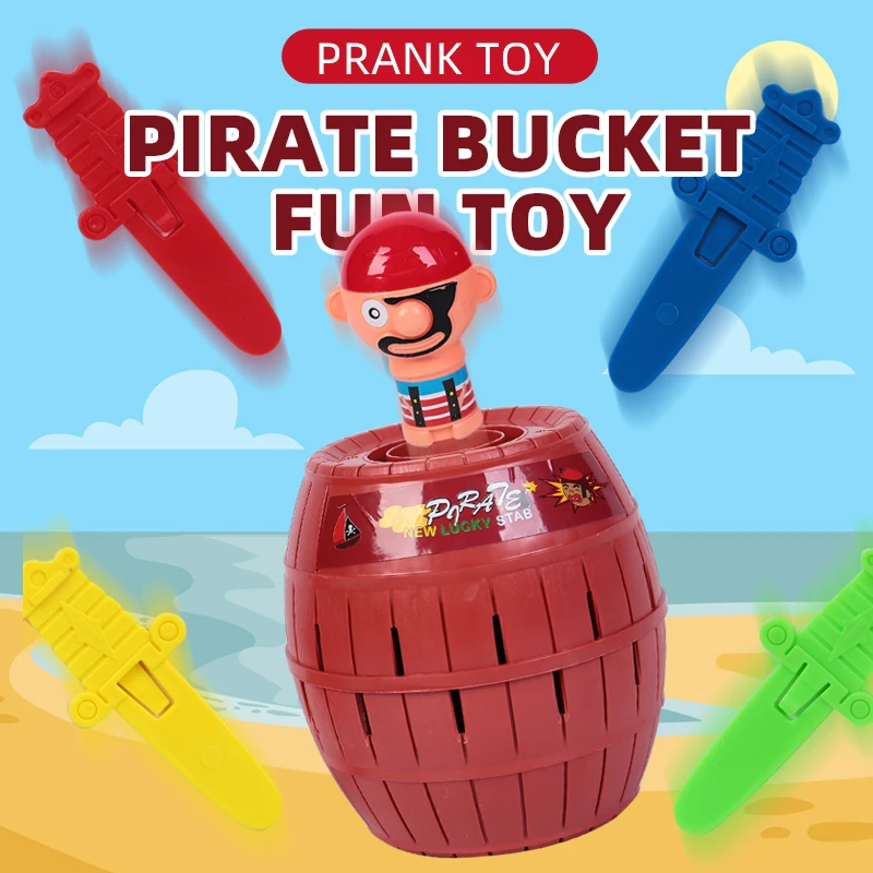 Prank Pirate Bucket with Sword, Shark Attack Bucket, Finger-Biting Table Toy.