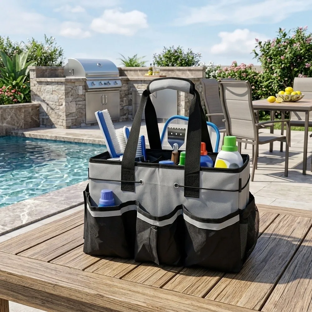 26x23.5x37cm Versatile= Cleaning Tool Storage Bag For Pool & BBQ Equipment,  Polyester Crossbody Organizer With Multiple Pockets