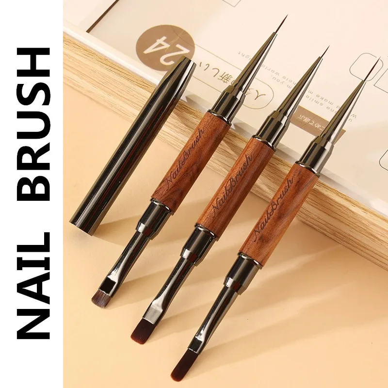 1/4PCS Doppel Runde Holz Griff Edelstahl Nadel Malerei Stift Gel Pinsel Kristall Nail art Maniküre