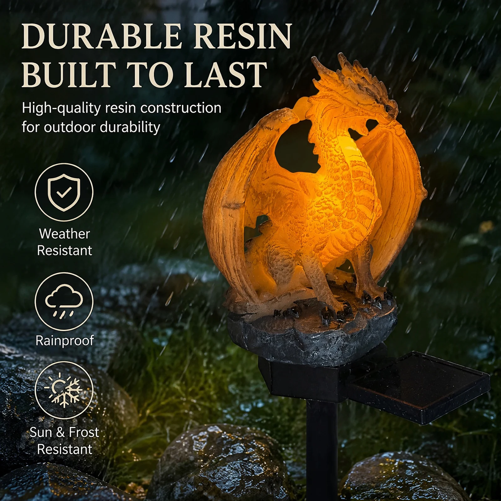 ドラゴンソーラーガーデンライト 省エネ樹脂製ドラゴンランプ  - Home Decor Resin のレビューと価格