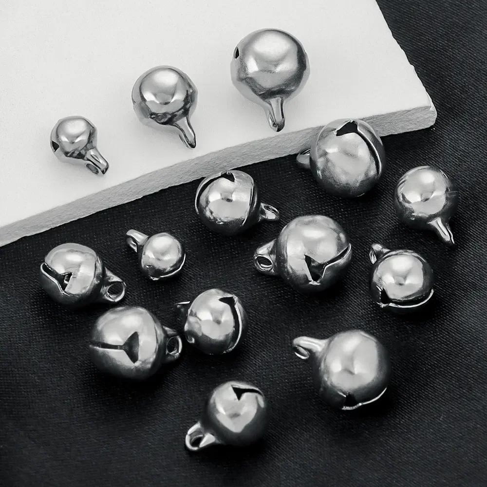 20pcs Stainless Steel Bell Pendant Christmas Ornaments for DIY Jewellery Making Supplies Material Charms Bulk Items Wholesale