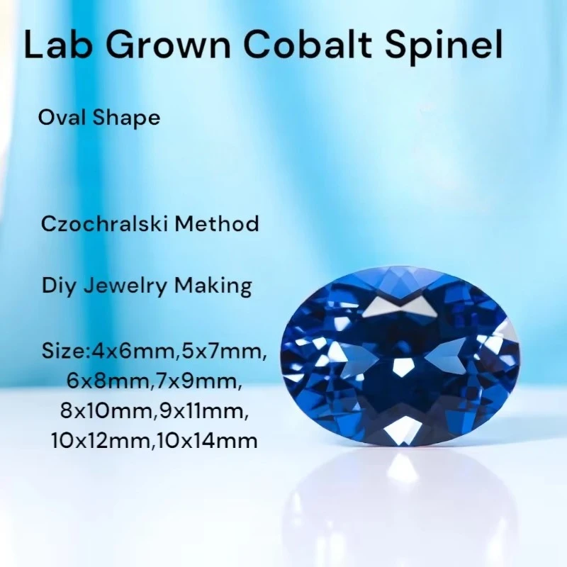 Lab Grown Cobalt Spinel Gemstone Loose Stone Oval Blue Jewelry Making Beads for Jewelry Supplies