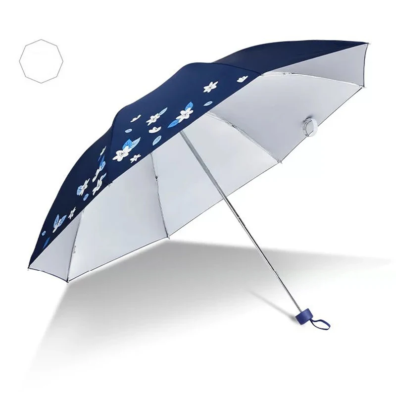 Paradise Brand Women's Sun Umbrella Anti UV Creative Folding Umbrella Small Fresh Adult Sunny Silver Glue Coating Sun Umbrella