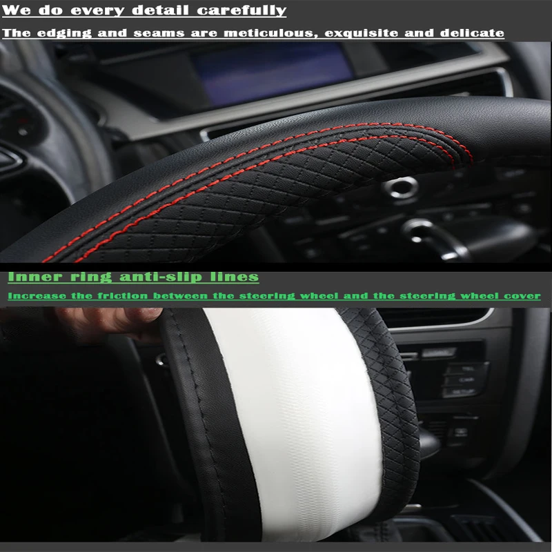 PU Leather Car Steering Wheel Cover for Ford Focus MK1 MK2 MK3 Car Steering Wheel Glove Cover Auto Interior Accessories Styling