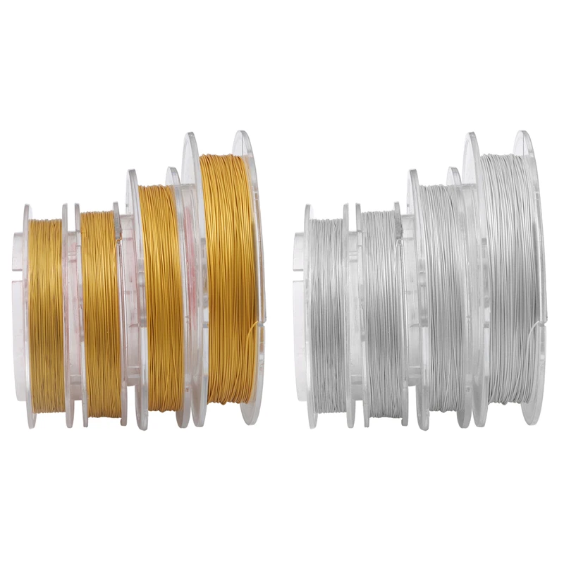 1M/Roll 0.3/0.4/0.5/0.6mm Gold/Silver Color Steel Flexible Bead Wire Soft Wire for Necklaces Bracelets Beading Craft Work