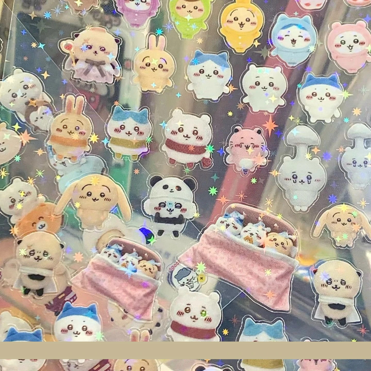 ملصقات نجوم ثلاثية الأبعاد من Chiikawa، ورق ختم لامع شفاف لطيف، ملصق تزيين كرتوني كاواي لسجل القصاصات #2