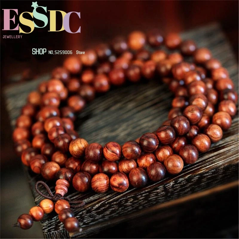 Natural Vietnam Rosewood Small Holes Exquisite 108 Beads Mala Sandalwood Wood Strand Bracelet for Men and Women Wholesale