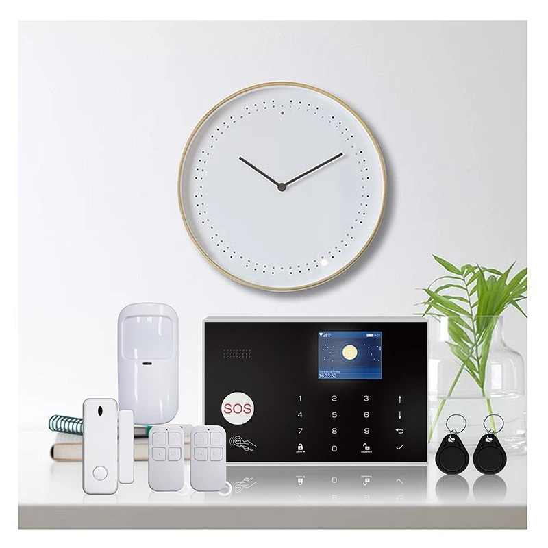 نظام إنذار أمان WIFI GSM لاسلكي ، جهاز تحكم عن بعد بتطبيق ، منزل ذكي ضد السرقة ، كاشف باب PIR ،