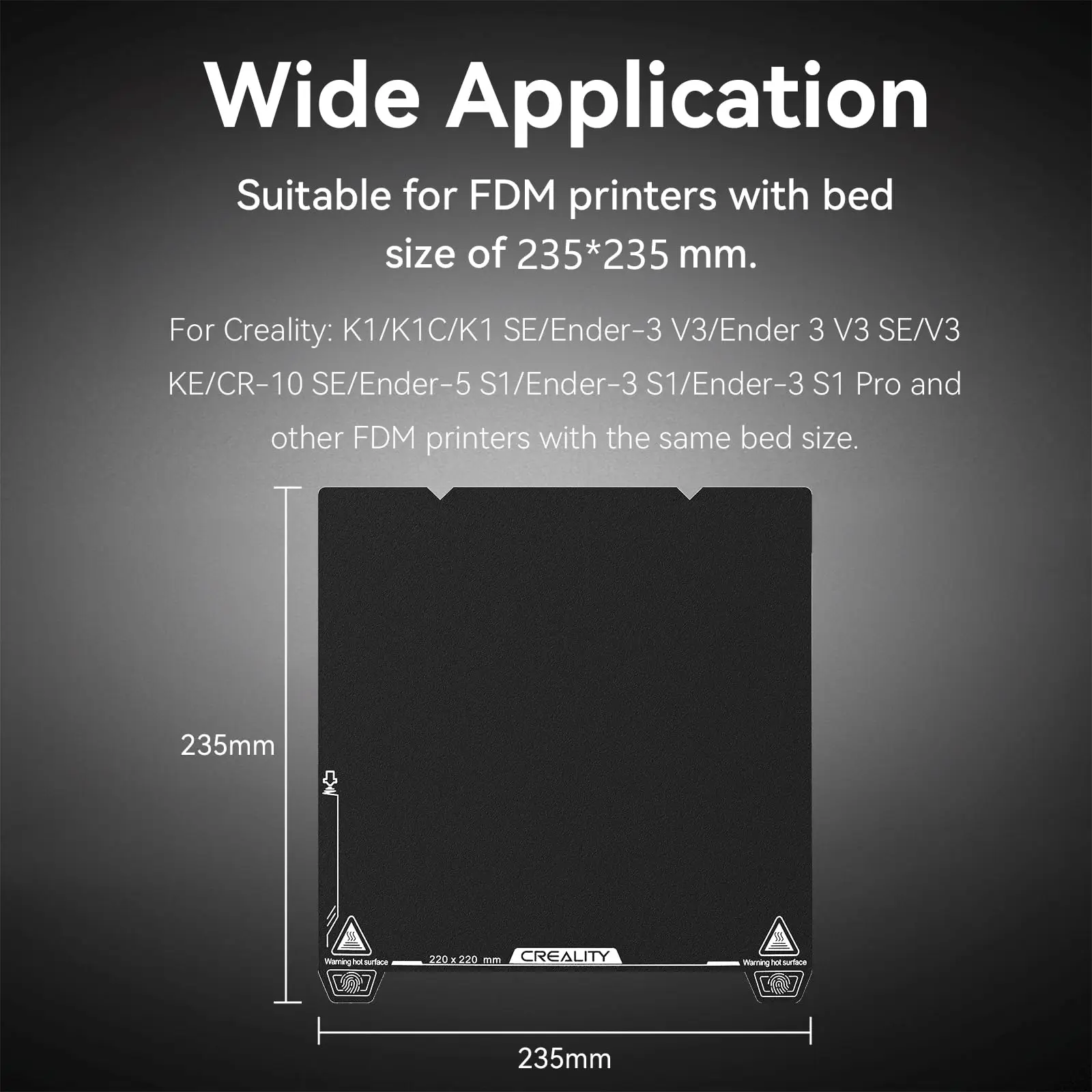 Creality Build Plate 235x235mm EP Coating Textured Bed Sheet Flexible Spring Steel Magnetic Platform Plate for Ender 3 V3 KE