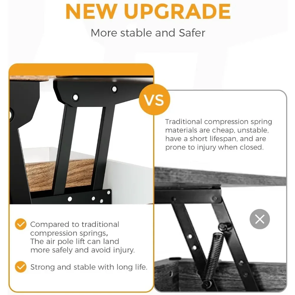 3 in 1 Lift Top Coffee Table, Ten Minutes Install Multifunction Coffee Table, Coffee Table Converts to Dining Table, Walnut