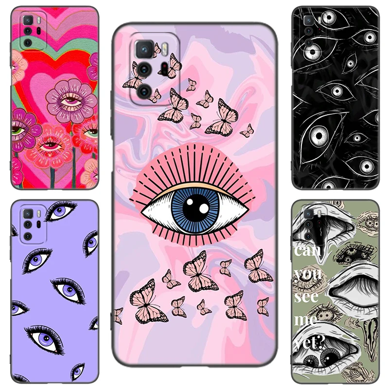 Scary Eyes Black Silicone Phone Case For Xiaomi Redmi Note 10 11 11S 12 12R 13 13R Pro 12S 4G 11T 5G Plus 10S