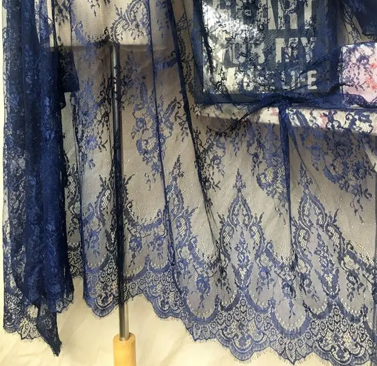 

3M High QualityFrench Eyelash Lace Fabric, DIY Exquisite Lace Embroidery Clothes, Wedding Dress Accessories, White and Black