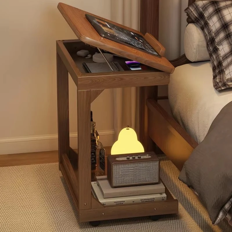Creative Assembled Multifunctional Bedside Table Replacement, Compact Mobile Side Table for Small Bedrooms,Modern Minimalist MDF