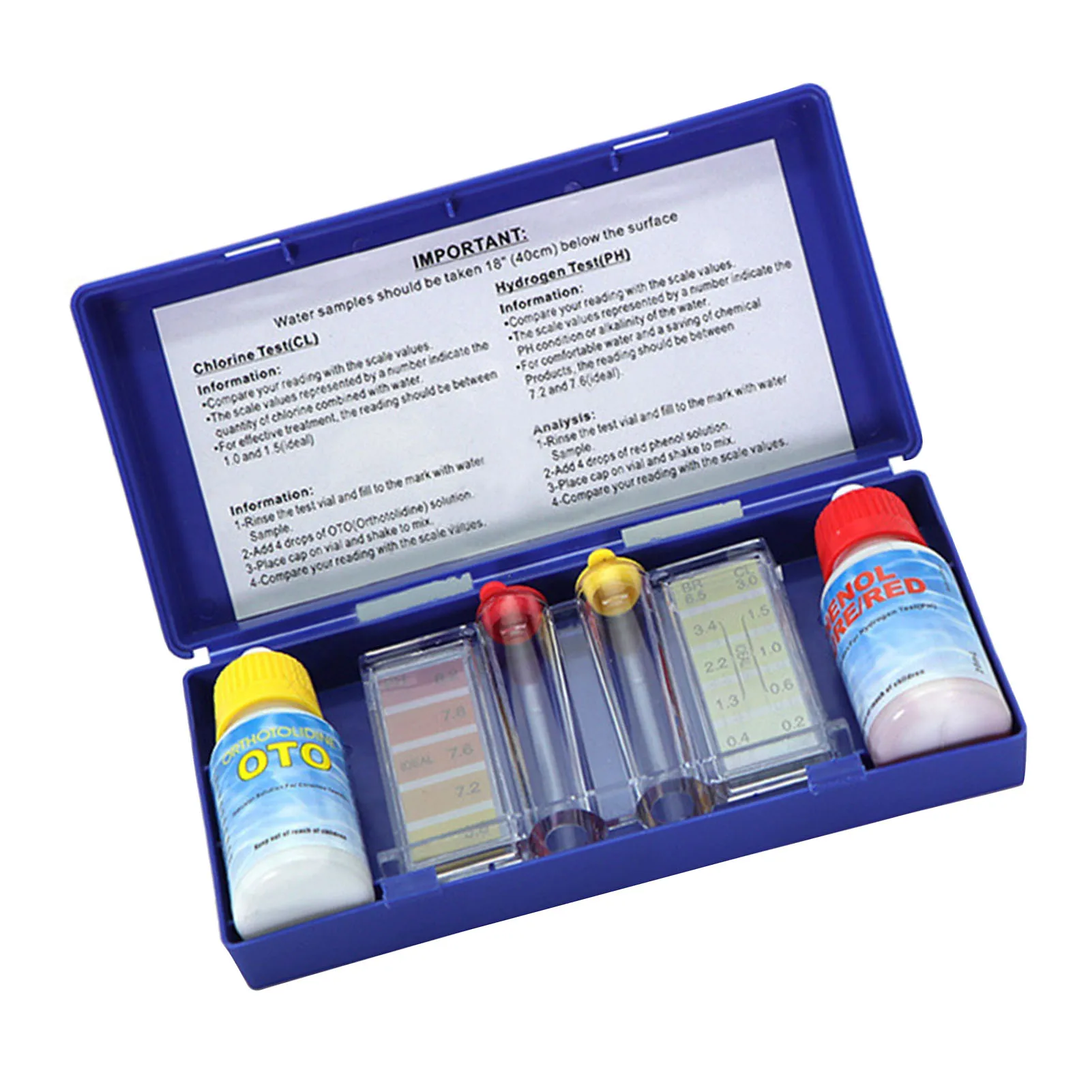 Test Solution Water Quality Test Solution with Testing Strip Tube Tool for PH Residual Chlorine Detection  Testing Pipe