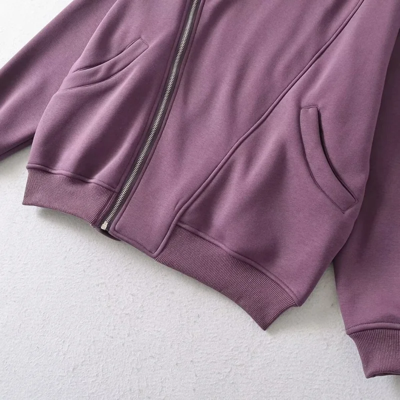 Casual Cool Street Sle Hoodie Jaet Loose Fit Rits Ontwerp Herfst Winter Bovenkleding voor Dames Lange Sve Normale Lengte