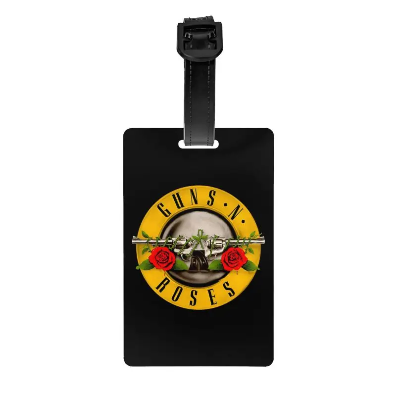 Heavy Metal Guns N Roses Luggage Tag for Suitcase Portable Privacy Protection Baggage Tag Travel Bag Labels Suitcase with Strap