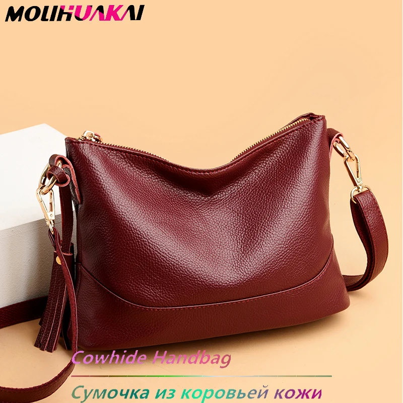 100% Genuine Leather Cowhide Tote Bag The New High Quality Leather Women\'s Designer Handbag High Capacity Shoulder Messenger Bag