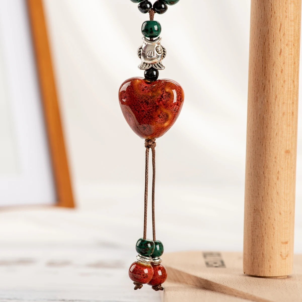 Heaert Sharp Ceramics bead Necklace for girl On sale Antique vintage ceramic beads women necklaces #IY262