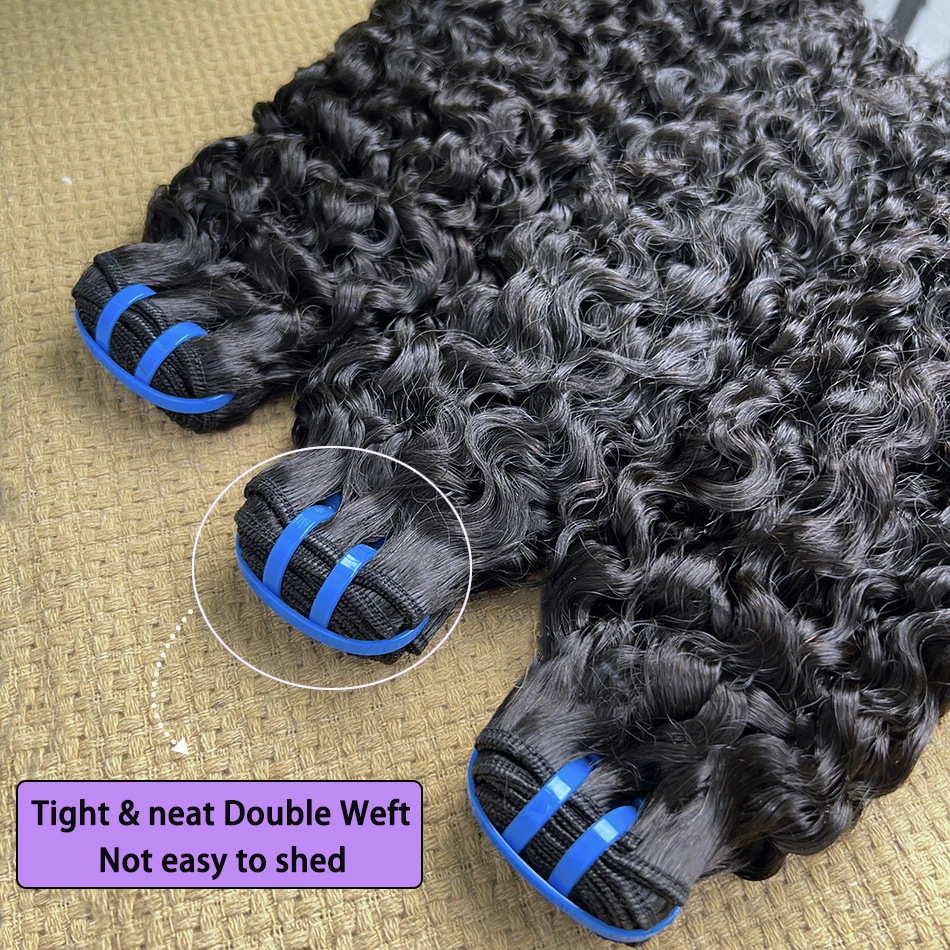 Fasci di capelli ricci birmani 18A colore naturale # Estensioni del tessuto riccio rimbalzante dei capelli umani vergini grezzi vietnamiti al 100% a doppia trama 1B