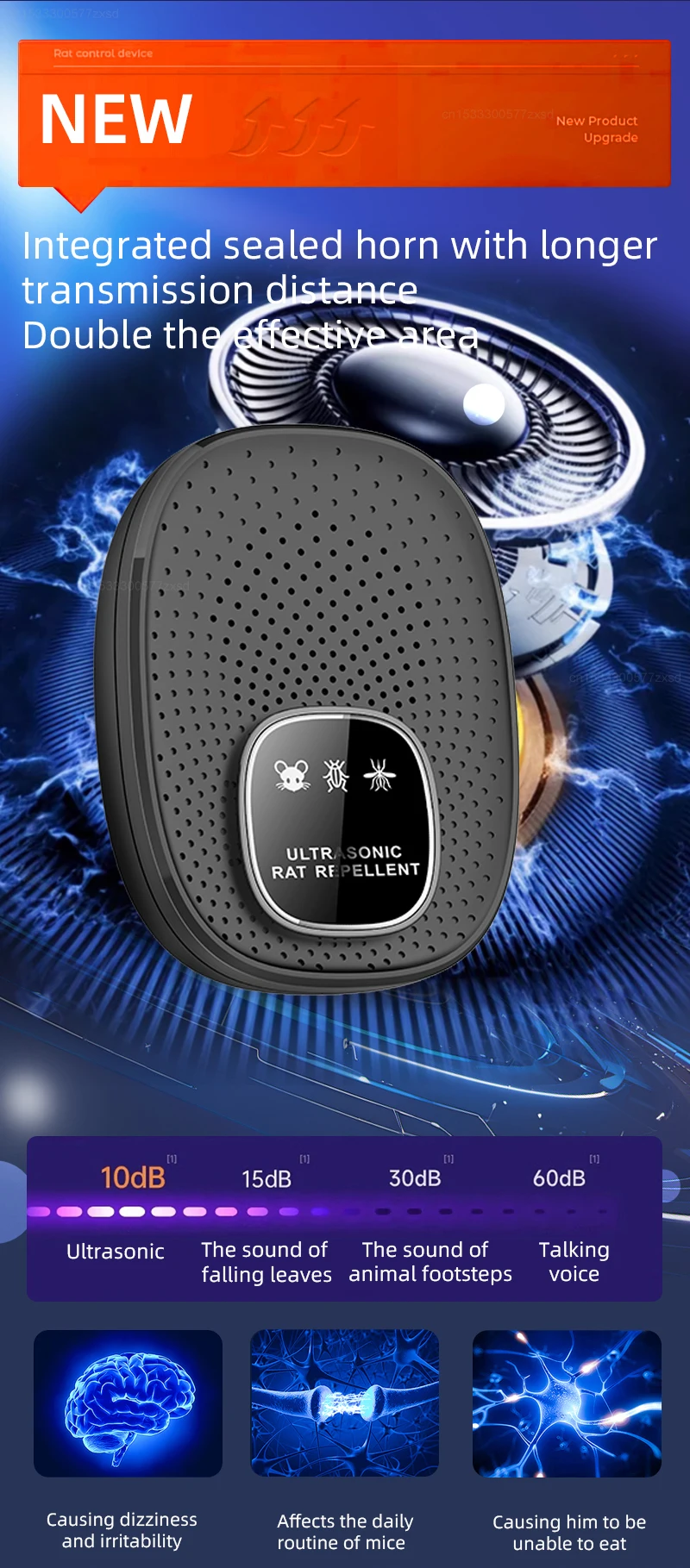 Ultrasonic Rodent Killing Catching Device Home Multifunctional Intelligent Rechargeable for Household Bedroom Anti Rodent