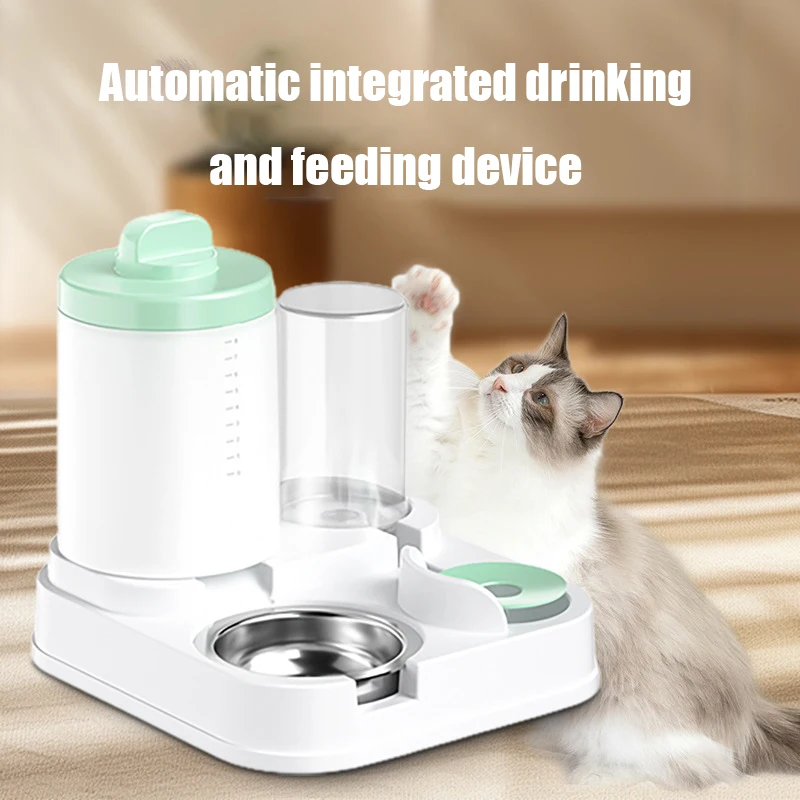 

Automatic Cat Feeder and Water Dispenser, Two-in-one Product Combining Dog Bowl, A Cat Bowl, and Water Dispenser,