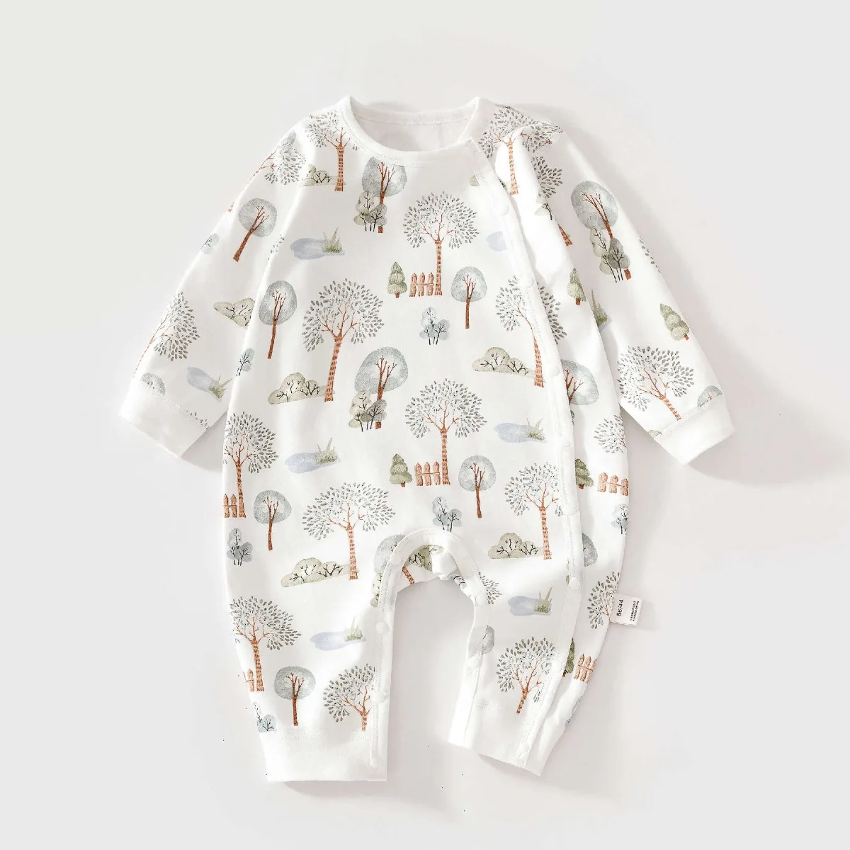 Newborn Baby Romper Soft Pure Cotton Onesie with Snap Closure & Ribbed Cuffs Gentle Unisex Sleepwear for All Seasons 0-18 Months