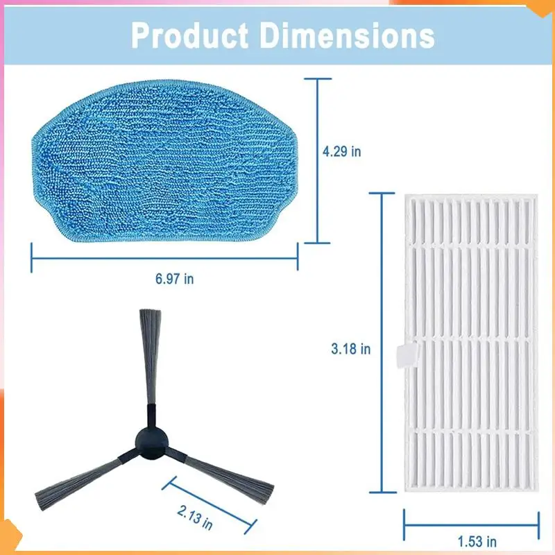 For MAMNV ZCWA ONSON GTTVO BR150/BR151 MANVINS G20, 2-In-1 Robot Vacuum Mop Pads Hepa Filters Side Brush Spare Parts Accessories