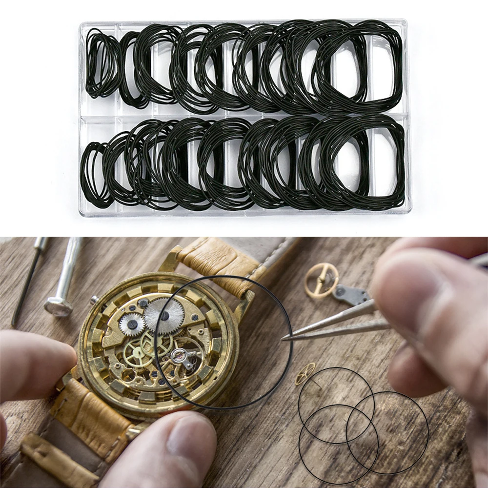 200 Stuks Horloge Achterkant Pakking Ringen Vervanging Slip Handgemaakte Rubberen O-ringen voor Horlogemaker Dikte 0.5Mm/0.6Mm