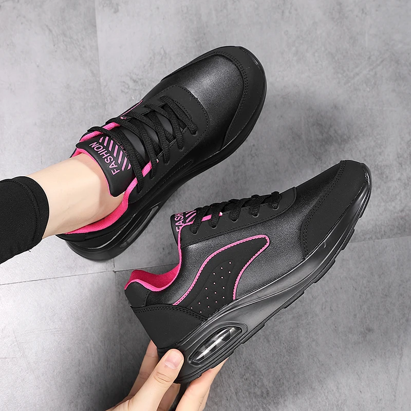 Frauen Mode Luftpolster Turnschuhe PU Leder Laufschuhe Anti-slip Outdoor Sport Schuhe Elastische Gym Trainer – Detail 20