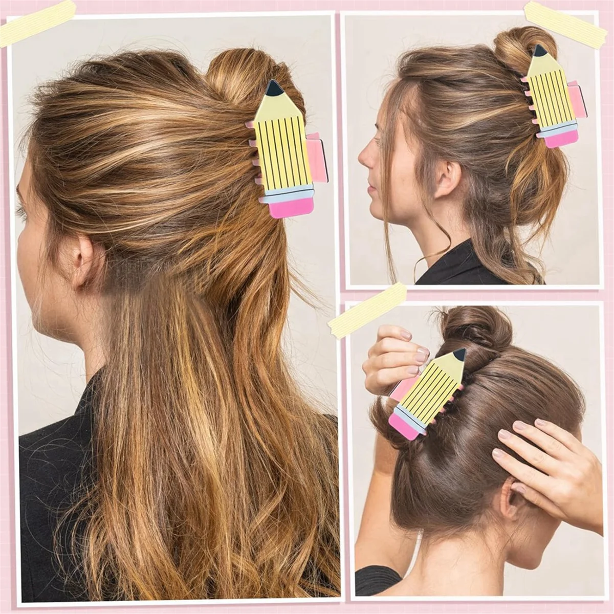 Pinces à cheveux crayon, 3 pièces, Barrettes amusantes pour enseignant, partie de cheveux pour la rentrée scolaire, pour l'appréciation des enseignants