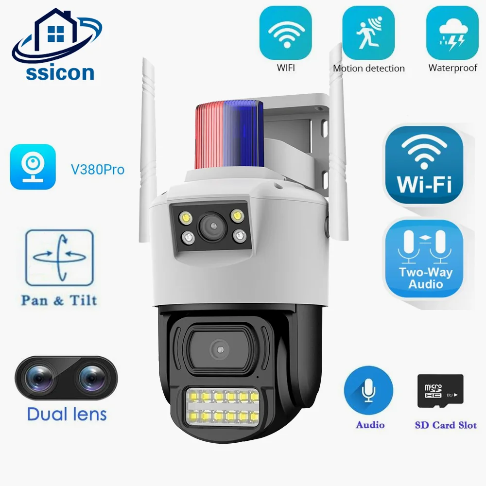 

Dual Lens IP Camera WiFi 4MP Surveillance Cameras Wireless Outdoor Smart Home Color Night Vision V380 Pro CCTV Camara