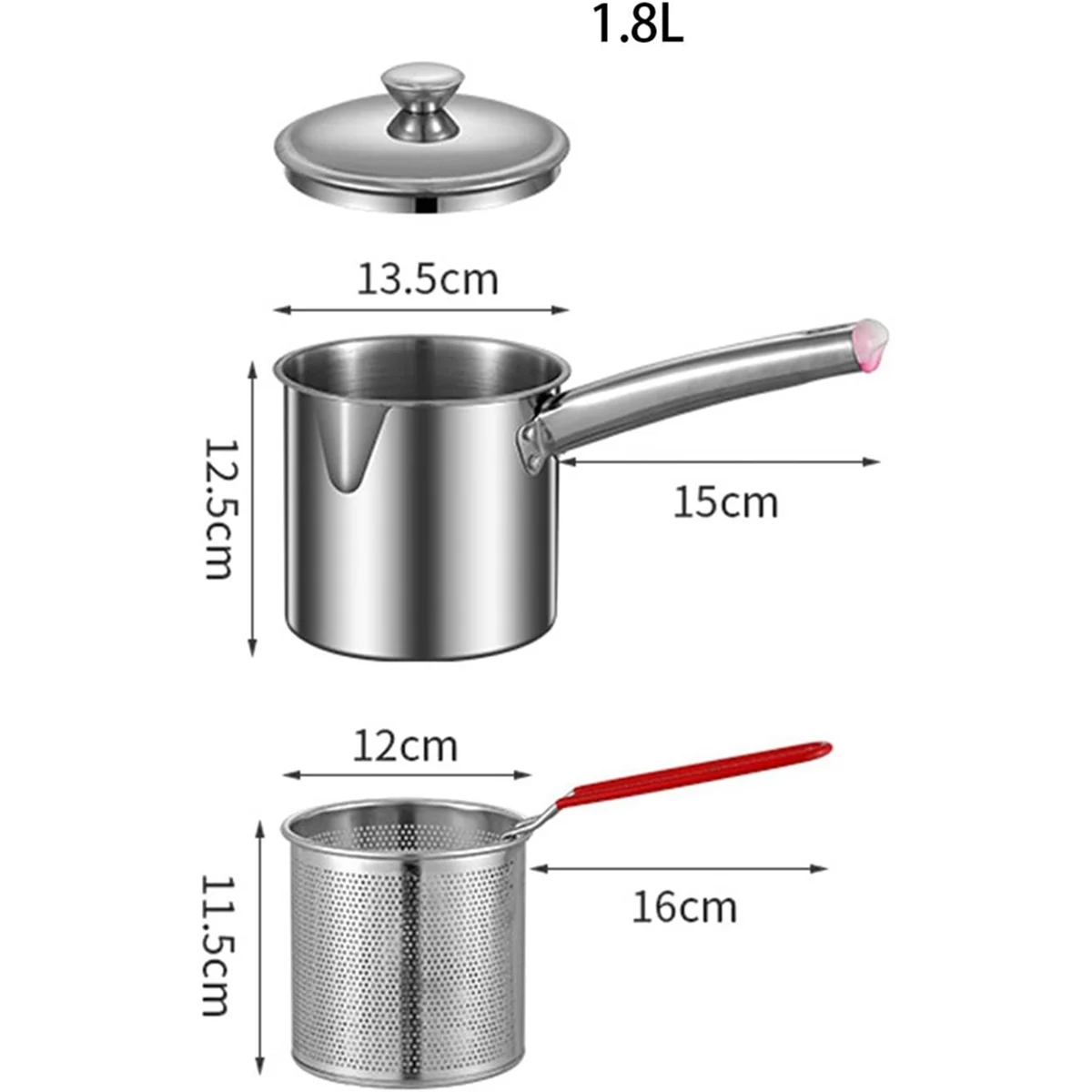 Olla para freidora, olla para freidora pequeña, cestas multiusos de acero inoxidable, sartén para usar, freidora profunda, olla de cocina para el hogar