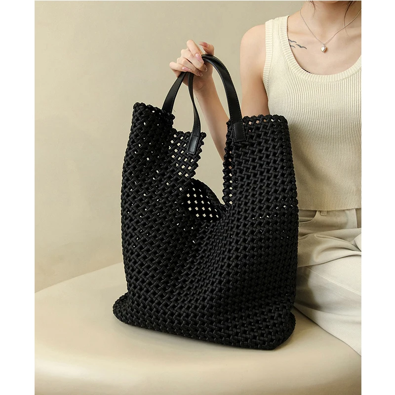 

Faionable Large Tote Bag Women's Handbag 2023 Summer PU Leather Woven Single oulder Bag Sli Versatile Quali Feel