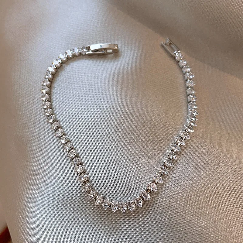Luxury Silver Color Tennis Bracelet Bangle for Women
