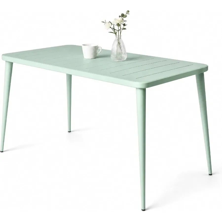 Modern Patio Table for 4-6 People Metal Dining Table for OutdoorandIndoor Office Computer Meeting Desk Home Cafe Table Lawn Bac