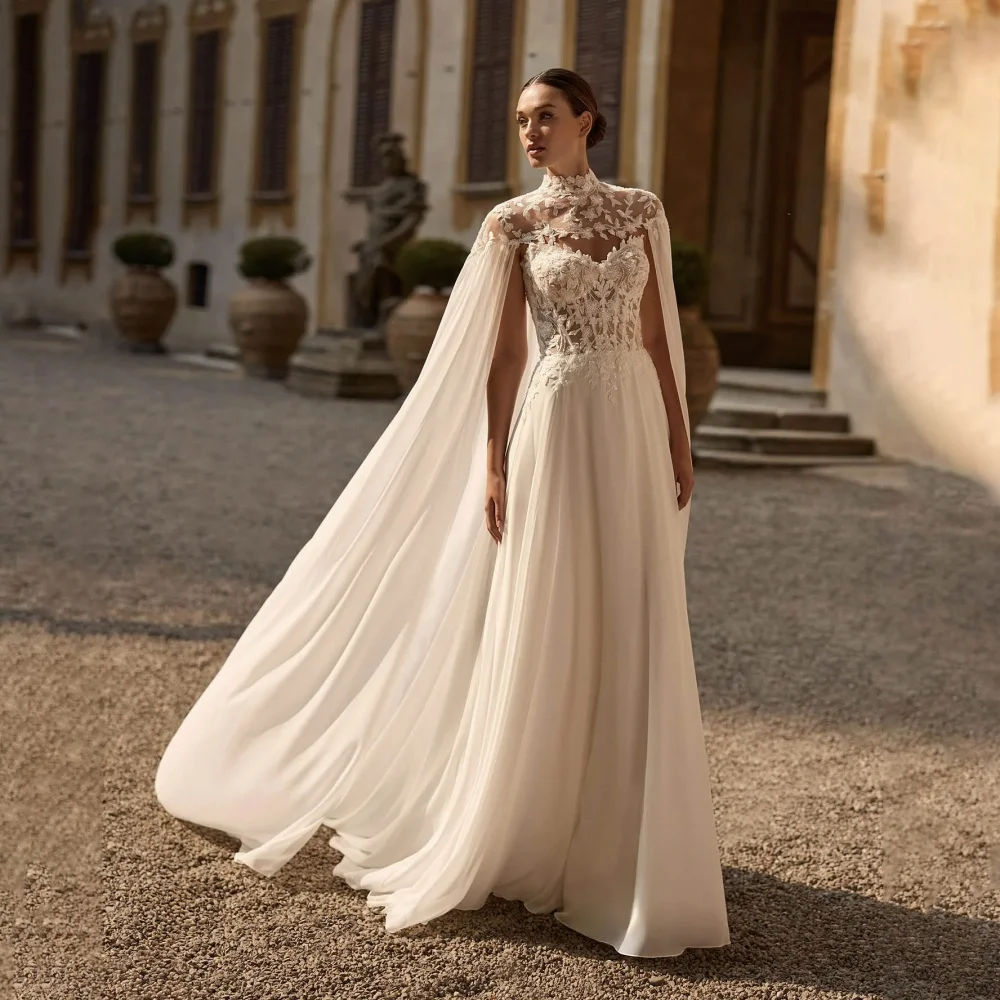 

Customized Sexy Button Wedding Dresses High Split For Women Charming Sleeveless Lace Applique Bridal Gown Vestidos De Novia