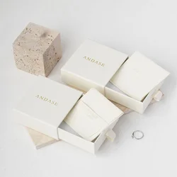 Custom Logo Drawer Jewelry Packaging Box Studs Necklace Rings Pull Out Kraft Paper Microfiber Suede Storage Dust Pouch Gift Bags