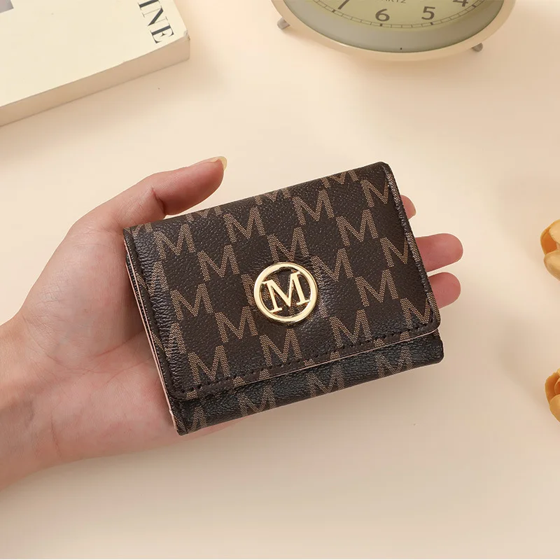 New Women's PU Print Short Wallet High-end Coin Purse Fashion Three Fold Multi Card Slots Multi-functional Female Small Wallet