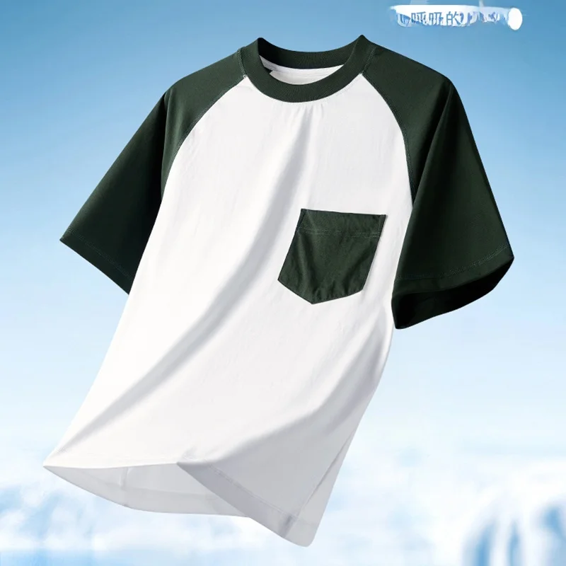 

Мужская футболка оверсайз из чистого хлопка с контрастными вставками, свободного кроя, повседневная