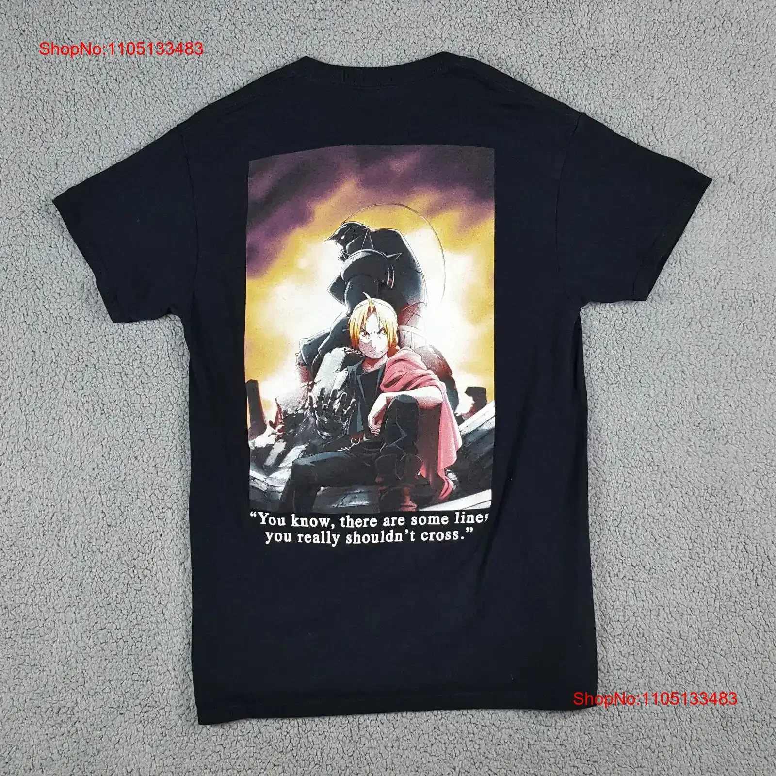 

Fullmetal Alchemist Brotherhood Anime Men's Size Small TV Promo Black T Shirt vintage Washed Versatile Unisex designer clothes