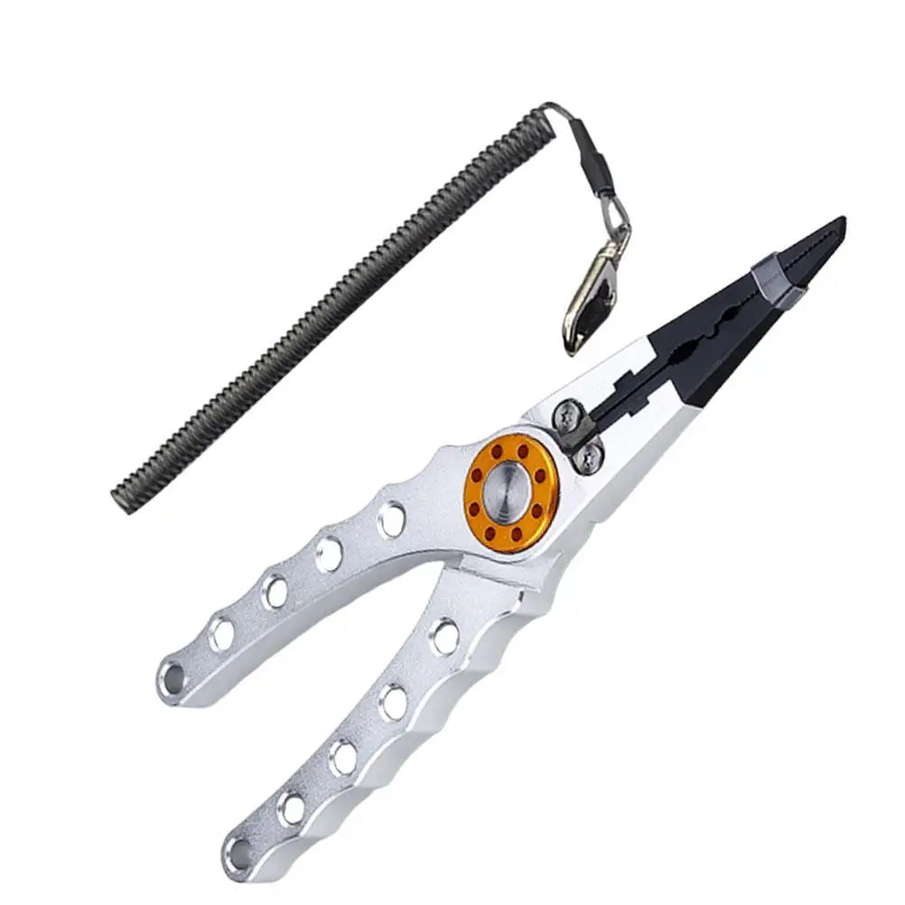

Fishing Pliers Wire Clamp Aluminum Alloy Scissor Line Hook Remover Non Slip Handle Fixed Lock Storage